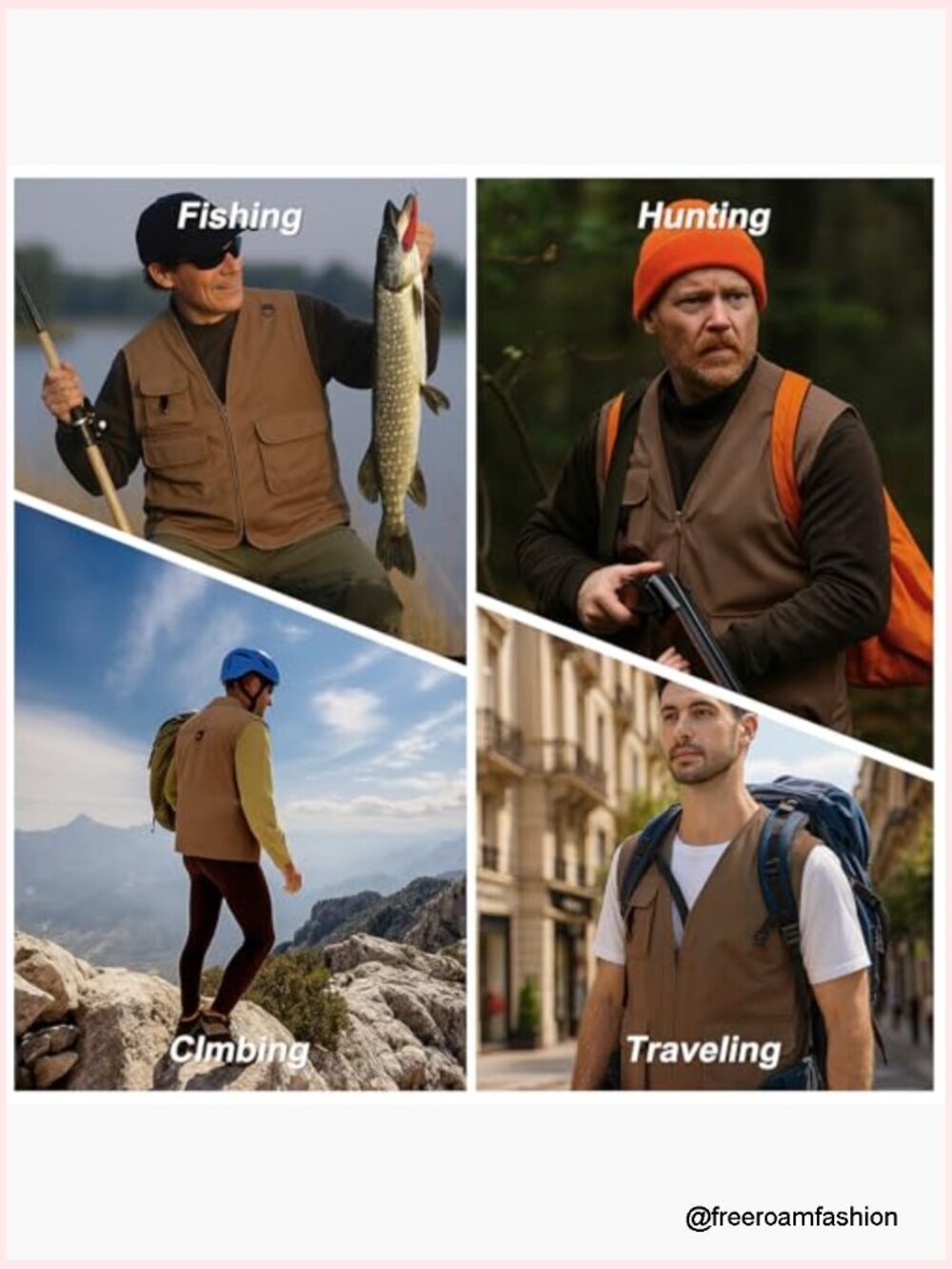 Men's Lightweight Waterproof Sleeveless Vest with 5 Cargo Pockets for Outdoor - Picture 7 of 7